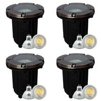Outdoor Landscape Lighting LED 12V Low Voltage UNB04 4x/8x/12x Package Cast Brass 12V Low Voltage Round LED In-Ground Well Light IP65 Waterproof with MR16 5W 3000K Bulb Natural Brass 4 Pack