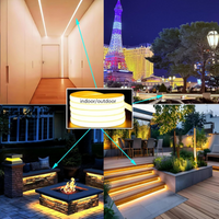 Outdoor Landscape Lighting LED 12V Low Voltage SLN12 Dotless Neon Soft Silicone Vertical Bending LED Strip Light 10x10mm 2.44W/ft DC12V/24V IP68 16.4ft with Screws and Mounting Clips