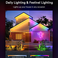 Outdoor Landscape Lighting LED 12V Low Voltage SLNR06 Dotless COB Smart Wi-Fi RGBAICW 1.45W/ft Neon LED Strip Light DC24V IP65 Outdoor Rated Dimmable Low Voltage Silicone Strip Light with Mounting Clips, Screws, Power Adapter and Remote Control