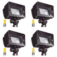 Outdoor Landscape Lighting LED 12V Low Voltage FPB01 4x/8x/12x Package Brass Rectangular LED Directional Floodlight Adjustable Lighting 12V Low Voltage with G4 3W 3000K Bulb 4 Pack Dark Brass