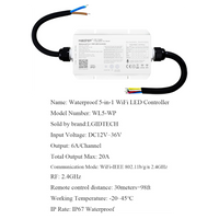 Outdoor Landscape Lighting LED 12V Low Voltage Miboxer WL5-WP LED Strip Light 5 in 1 Controller for 5050 3528 2835, IP67 Waterproof with Smartphone APP Control