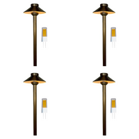 Outdoor Landscape Lighting LED 12V Low Voltage PLB02 Frosted Lens 4x/8x/12x Package Outdoor Garden Pathway Light | 12V Low Voltage Brass Path Light with G4 3W 3000K Bulb Natural Brass 4 Pack