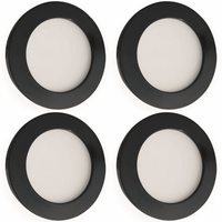 Outdoor Landscape Lighting LED 12V Low Voltage CB07 4x/8x/12x Package Round 1.8W DC12V Low Voltage LED Dimmable Cast Aluminum Recessed Cabinet Puck Light Down Lighting Fixture Black 4 Pack
