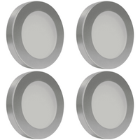 Outdoor Landscape Lighting LED 12V Low Voltage CB07 4x/8x/12x Package Round 1.8W DC12V Low Voltage LED Dimmable Cast Aluminum Recessed Cabinet Puck Light Down Lighting Fixture Silver 4 Pack