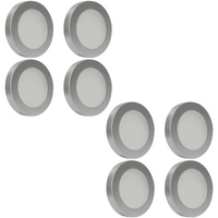 Outdoor Landscape Lighting LED 12V Low Voltage CB07 4x/8x/12x Package Round 1.8W DC12V Low Voltage LED Dimmable Cast Aluminum Recessed Cabinet Puck Light Down Lighting Fixture Silver 8 Pack