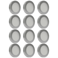 Outdoor Landscape Lighting LED 12V Low Voltage CB07 4x/8x/12x Package Round 1.8W DC12V Low Voltage LED Dimmable Cast Aluminum Recessed Cabinet Puck Light Down Lighting Fixture Silver 12 Pack