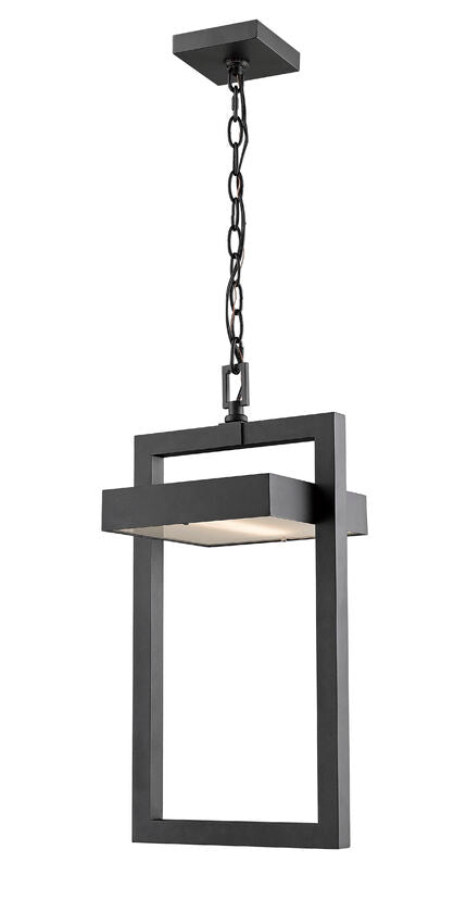 Outdoor Landscape Lighting LED 12V Low Voltage Luttrel 566CHB Outdoor Chain Mount Ceiling Hanging Pendant Fixture 10.5" x 10.5" x 18" Black Aluminum Frosted Glass Non-Dimmable 12W LED-Integrated Line Voltage 120V for Porch, Patio, Garage, Garden, Exterior Lighting
