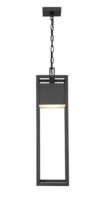 Outdoor Landscape Lighting LED 12V Low Voltage Barwick 585CHB Outdoor Chain Mount Ceiling Hanging Pendant Fixture 7.0" x 7.0" x 26.75" Black Aluminum Etched Glass Dimmable 14W LED-Integrated Line Voltage 120V for Porch, Patio, Garage, Garden, Exterior Lighting
