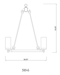 Outdoor Landscape Lighting LED 12V Low Voltage Marlow 589-6BK 6 Lights Outdoor Chandelier Ceiling Fixture 27.5