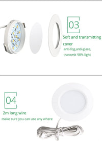 Outdoor Landscape Lighting LED 12V Low Voltage CBA02 2-Pack 12V 3W Round LED Dimmable Aluminum Recessed Cabinet Light Fixture