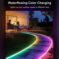 Outdoor Landscape Lighting LED 12V Low Voltage SLNR06 Dotless COB Smart Wi-Fi RGBAICW 1.45W/ft Neon LED Strip Light DC24V IP65 Outdoor Rated Dimmable Low Voltage Silicone Strip Light with Mounting Clips, Screws, Power Adapter and Remote Control
