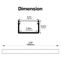 Outdoor Landscape Lighting LED 12V Low Voltage AC07 U-Shaped Square Aluminum Channel 3.3FT/1M and 6.6FT/2M For Max 16mm LED Strip Lights Pack of 10 and 20