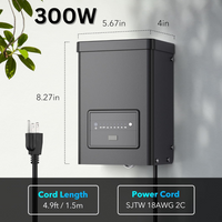 Outdoor Landscape Lighting LED 12V Low Voltage TSPA 60/120/200/300W DC 12V Outputs, Low Voltage Outdoor Plastic Transformer with Photocell and Countdown Timer DC12V 300W