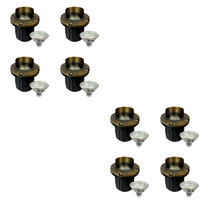 Outdoor Landscape Lighting LED 12V Low Voltage UNB03 4x/8x/12x Package Cast Brass 12V Low Voltage Shielded LED In-ground Well Light IP65 Waterproof with MR16 5W 3000K Bulb 8 Pack Natural Brass