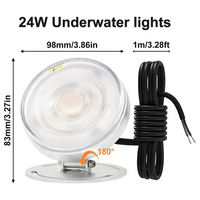 Outdoor Landscape Lighting LED 12V Low Voltage ULBA04 Aluminum Underwater Landscape 12-24V AC/DC 6W/12W/24W 3000K Warm White Integrated LED Adjustable Fountain Light Pond Lighting IP68 24W 12-24V AC DC