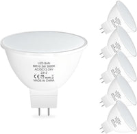 Outdoor Landscape Lighting LED 12V Low Voltage MR16 6-Pack 5W/7W 120° Flood Beam Angle Low Voltage 12V-24V LED Bulbs Package Energy Saving Waterproof Light CE & RoHS Certified 3000K Warm White 5W