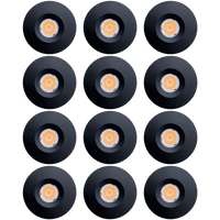 Outdoor Landscape Lighting LED 12V Low Voltage CB15 4x/8x/12x Package 1.5W DC12V Low Voltage Round Recessed Cast Aluminum Cabinet Puck Light Energy Saving Dimmable LED Downlighting 3000K or 5000K Black 12 Pack