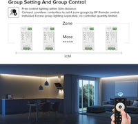 Outdoor Landscape Lighting LED 12V Low Voltage 4-Zone RF 2.4GHz Dual Wireless Remote Kit Tuya-Compatible for CCT Control DC5V-24V LED Strip 5050 SMD FCOB COB CCT