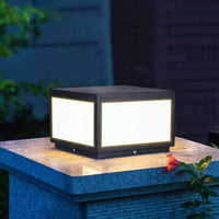 Outdoor Landscape Lighting LED 12V Low Voltage CPLA04 Modern Pillar Lamp Post Light with Tempered Glass Shade Fence Deck Cap Lantern with E26 9W 3000K 110V AC Line Voltage Stainless Steel LED IP55 Waterproof, Electric-Powered, Low-Voltage E26 LED Compatible