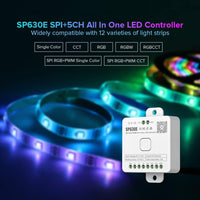 Outdoor Landscape Lighting LED 12V Low Voltage SP630E Smart Bluetooth RGB Addressable LED Controller Compatible with PWM & SPI LED Strips RGBW-IC