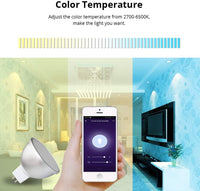 Outdoor Landscape Lighting LED 12V Low Voltage MR16 RGBCW 2700K-6000K 5W Smart WIFI LED Light Bulb, Energy Saving Color Changing 12V Outdoor LED Bulb Compatible with Alexa, Google Assistant, and Siri