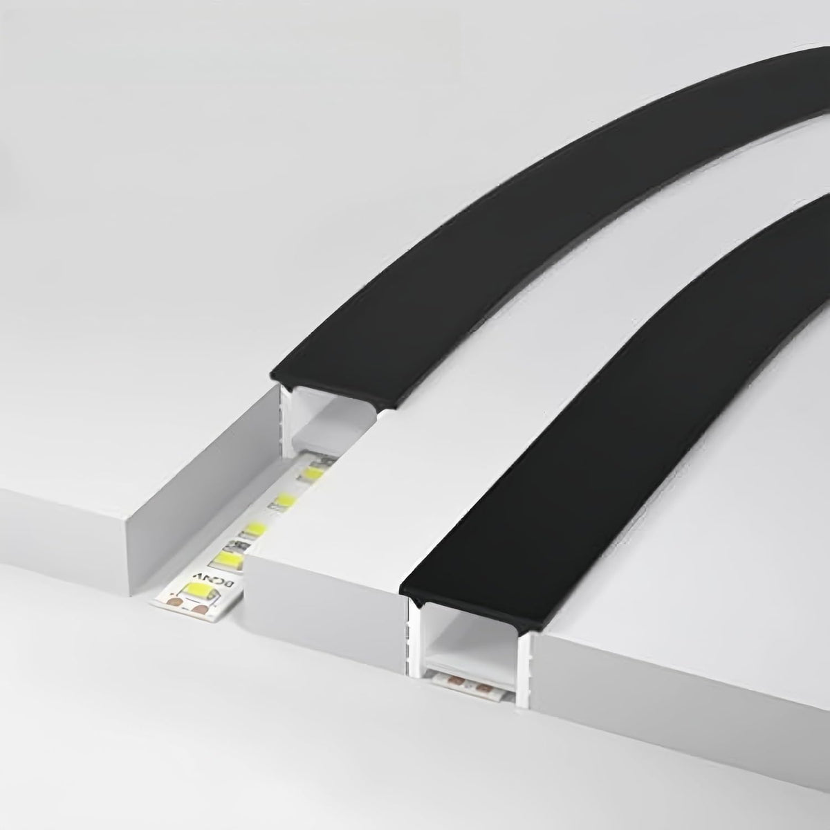 Outdoor Landscape Lighting LED 12V Low Voltage SC01 Black Silicone LED Channel with Flange Recessed Flexible Tube Cover 33ft/10M Roll