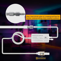Outdoor Landscape Lighting LED 12V Low Voltage SLNR12 Dotless Neon RGB 5000K 16 Colors and 4 Modes 2.59W/ft LED Strip Light 110V IP65 Outdoor Rated Dimmable High Voltage Silicone Strip Light Screws, Mounting Aluminum Clamps, End Cap, Screws, Remote Control and Power Cable