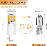 Outdoor Landscape Lighting LED 12V Low Voltage 10 Pack G4 1.3W Bi Pin 3000K/6000K LED Ceramic Capsule 120V Line Voltage Bulb Energy Efficient Light