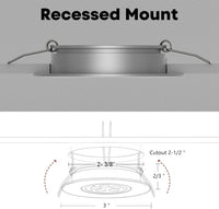 Outdoor Landscape Lighting LED 12V Low Voltage CBA01 2-Pack 2.5W Dimmable 70° Adjustable Swivel RV Recessed Low Voltage DC12V LED Puck Cabinet Light Cast Aluminum Downlighting