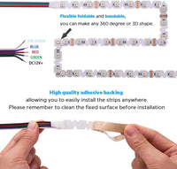 Outdoor Landscape Lighting LED 12V Low Voltage SL12 Bendable Strip Light RGB+6000K Daylight 4-in-1 5050 3.66W/ft 12mm DC12V Low Voltage LED Indoor IP20 UL SMD Tape Light