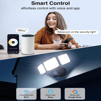 Outdoor Landscape Lighting LED 12V Low Voltage 100W Wired Smart 2.4GHz Wi-Fi Outdoor LED Flood Light, 120V 2700K-6500K Tunable Motion-Sensor Security Light 9000LM, IP65 Compatible with Alexa/Google Home ISO 17025 UL Listed
