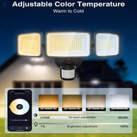 Outdoor Landscape Lighting LED 12V Low Voltage 100W Wired Smart 2.4GHz Wi-Fi Outdoor LED Flood Light, 120V 2700K-6500K Tunable Motion-Sensor Security Light 9000LM, IP65 Compatible with Alexa/Google Home ISO 17025 UL Listed