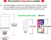 Outdoor Landscape Lighting LED 12V Low Voltage 2-Pack Tiki Torch Flame Fire Light AC/DC LED E26 Standard Base Light Bulbs Energy Saving Light Bulb for Holiday, Halloween, RV, Landscape and Post Lighting Package