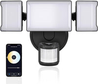 Outdoor Landscape Lighting LED 12V Low Voltage 65W Wired Smart Wi-Fi Outdoor LED Flood Light, 120V 2700K-6500K Tunable Security Light 6500LM, IP65 Compatible with Alexa/Google Home Black