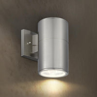 Outdoor Landscape Lighting LED 12V Low Voltage SCSH03 120V Line Voltage LED Aluminum Cylinder Up Down Light Mono Directional Sconce Lighting Medium Base Sockets Silver