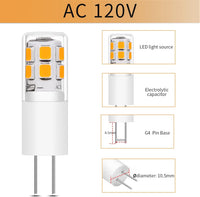 Outdoor Landscape Lighting LED 12V Low Voltage 10 Pack G4 1.3W Bi Pin 3000K/6000K LED Ceramic Capsule 120V Line Voltage Bulb Energy Efficient Light