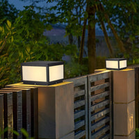 Outdoor Landscape Lighting LED 12V Low Voltage CPLA04 Modern Pillar Lamp Post Light with Tempered Glass Shade Fence Deck Cap Lantern with E26 9W 3000K 110V AC Line Voltage Stainless Steel LED IP55 Waterproof, Electric-Powered, Low-Voltage E26 LED Compatible