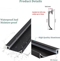 Outdoor Landscape Lighting LED 12V Low Voltage AC14 Skirting Board Black Aluminum Channel with White Frosted Plastic Cover 3.3FT/1M For Max Inner 10.7mm Width LED Strip Lights Pack of 7/10/20