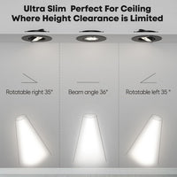 Outdoor Landscape Lighting LED 12V Low Voltage CBA01 2-Pack 2.5W Dimmable 70° Adjustable Swivel RV Recessed Low Voltage DC12V LED Puck Cabinet Light Cast Aluminum Downlighting