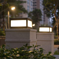 Outdoor Landscape Lighting LED 12V Low Voltage CPLA04 Modern Pillar Lamp Post Light with Tempered Glass Shade Fence Deck Cap Lantern with E26 9W 3000K 110V AC Line Voltage Stainless Steel LED IP55 Waterproof, Electric-Powered, Low-Voltage E26 LED Compatible