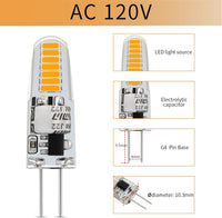 Outdoor Landscape Lighting LED 12V Low Voltage 10 Pack 120V Line Voltage G4 1.2W Bi Pin 3000K/6000K LED Silicone Capsule Bulb Energy Efficient Light