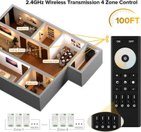 Outdoor Landscape Lighting LED 12V Low Voltage 4-Zone RF 2.4GHz Dual Wireless Remote Kit Tuya-Compatible for CCT Control DC5V-24V LED Strip 5050 SMD FCOB COB CCT