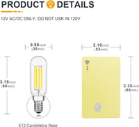 Outdoor Landscape Lighting LED 12V Low Voltage E12 4W Filament 12V AC/DC Candelabra and Small Base Package Low Voltage LED Light Bulbs Dimmable Energy Saving Light Bulb