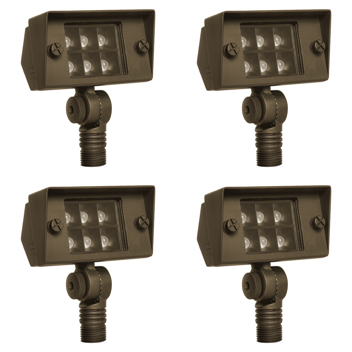 Outdoor Landscape Lighting LED 12V Low Voltage FPB02 4x/8x/12x Package Cast Brass Flood Light | 2W-7W 3000K Warm White Integrated LED 12V Low Voltage Landscape Light 4 Pack
