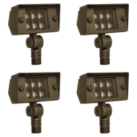 Outdoor Landscape Lighting LED 12V Low Voltage FPB02 4x/8x/12x Package Cast Brass Flood Light | 2W-7W 3000K Warm White Integrated LED 12V Low Voltage Landscape Light 4 Pack
