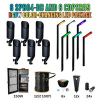 Outdoor Landscape Lighting LED 12V Low Voltage RGBW Color Changing LED Holiday Package: (6) Spotlight and (6) Path Lights with Wires and Connectors 6 SPB04 Spotlights + 6 CDPSR59 Path Lights