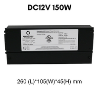 Outdoor Landscape Lighting LED 12V Low Voltage TSDC01 12V/24V DC Low Voltage Dimmable Transformers UL Listed LED Driver Outdoor Rated 12V DC 150W No Pigtail Plug
