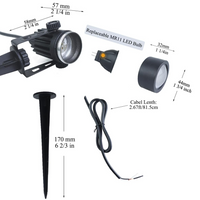 Outdoor Landscape Lighting LED 12V Low Voltage CDA01 2 and 4 Pack 2W 200LM MR11 2700K LED Outdoor Mini Spotlight Directional Narrow Beam Angle Low Voltage Landscape Lighting