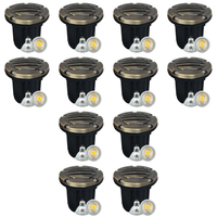 Outdoor Landscape Lighting LED 12V Low Voltage UNB06 4x/8x/12x Package Cast Brass 12V Low Voltage Round Grill LED In-Ground Well Light IP65 Waterproof with MR16 5W 3000K Bulb Natural Brass 12 Pack