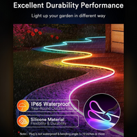 Outdoor Landscape Lighting LED 12V Low Voltage SLNR06 Dotless COB Smart Wi-Fi RGBAICW 1.45W/ft Neon LED Strip Light DC24V IP65 Outdoor Rated Dimmable Low Voltage Silicone Strip Light with Mounting Clips, Screws, Power Adapter and Remote Control